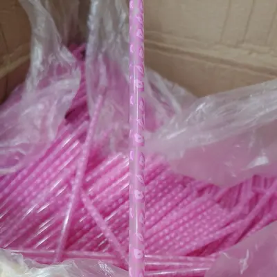 Leopar Desenli Renkli Baskılı Plastik Pipet Seti, PP Sert Boru - 10