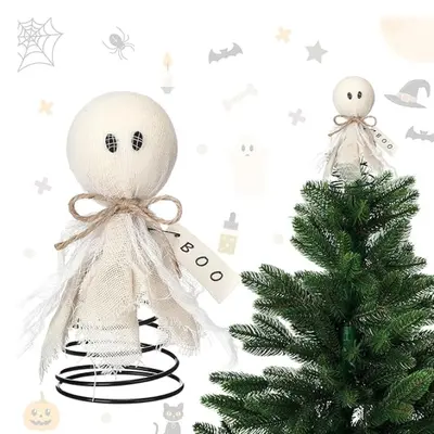 Halloween Simulated Crow Tree Topper and Spiral Decoration - 4