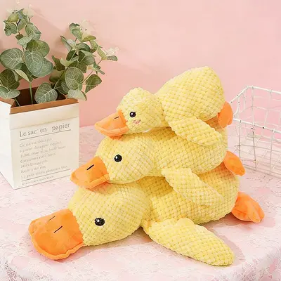 Yellow Duck Plush Dog Toy, Durable Squeaky Chew Toy for Small and Medium Dogs - 4
