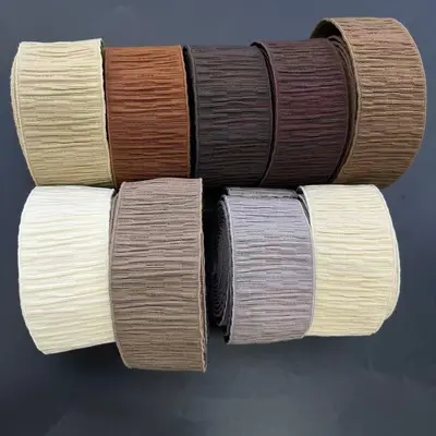 Renkli Naylon Kırışık Lastik Kuşak, Pantolon Belleri ve Plise Etekler İçin