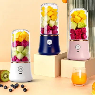 Rechargeable USB Juicer Blender, Dual Cup 420ML+420ML Mixer with Sports Lid