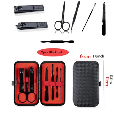 7-piece nail care set, black - 7