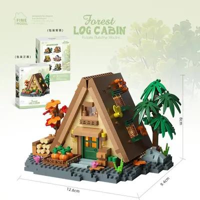 DIY Wooden Forest Log Cabin Building Block Set for Children - 8