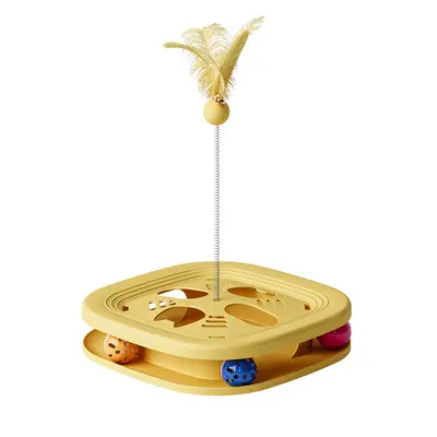 Cat Toy Maze Puzzle Tray with Bell and Feather - 6