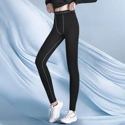 健身裤女运动跑步速干紧身打底新款压缩大码裤子瑜伽高弹训练长裤 - 8