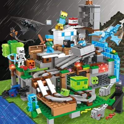 Minecraft Küçük Ağaç Evi Yapı Blokları Seti, Mekanizmalı Mağara, Çocuk Eğitici Oyuncak - 10