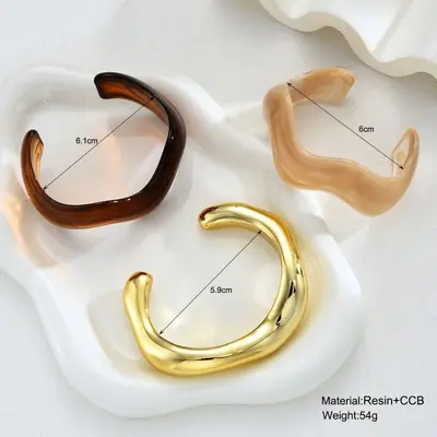 Colorful Geometric Resin Bracelet Set for Women - 3