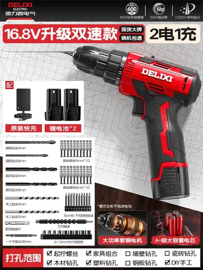 Delixi Lithium Cordless Drill Set with Toolbox, Rechargeable - 11