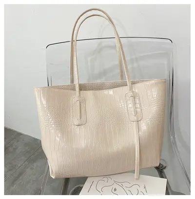 Large-Capacity Women's Tote Bag, Minimalist, Single Shoulder Strap - 8