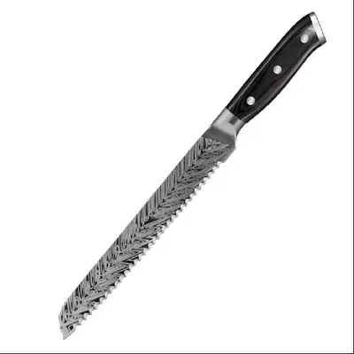 Damask desenli mutfak bıçak seti, çift çelik, keskin - 8