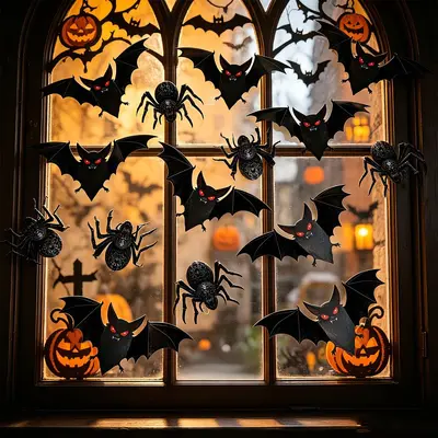 Halloween 3D Bat and Spider Wall Stickers, Multiple Designs