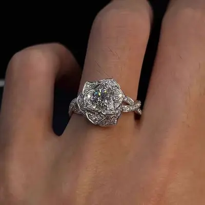 Golddiamantering, luxuriöses elegantes Design, Vintage-Stil Zeigefingerring - 13