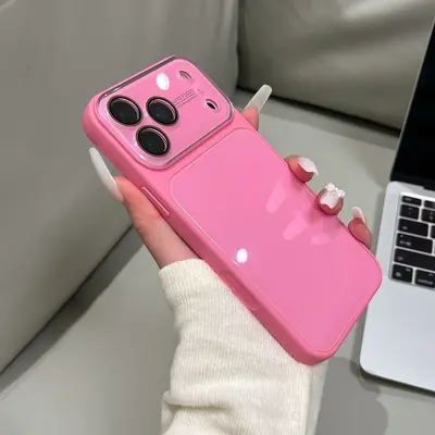适用iPhone18promax手机壳秒变大视窗糖果色亮面玻璃苹果17保护套 - 12
