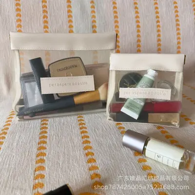 Transparent Mesh Cosmetic Bag with Auto-Closing Snap Closure - 7