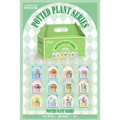 Potted Succulent Everlasting Flower Bouquet Building Block Set, Rose Girl Series - 7