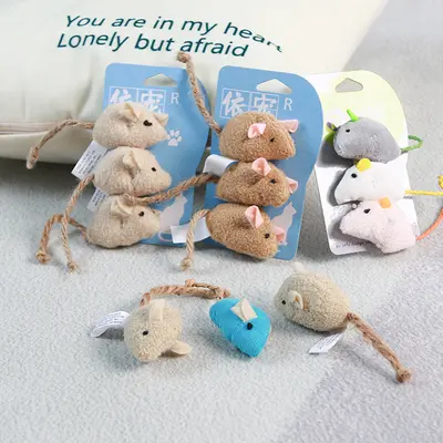 Gerçekçi peluş fare kedi oyuncağı, 3'lü set, kedi nanesi içerir - 1