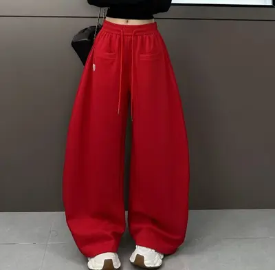 2025 Winter Casual Sports Pants Loose Fit Embroidered Women