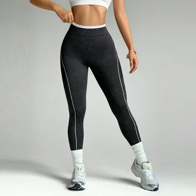 Nahtlose Yoga-Leggings mit Farbblöcken - 7