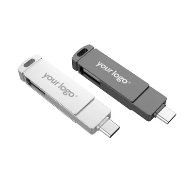 128 GB Type-C metal USB flash sürücü, çift arayüzlü