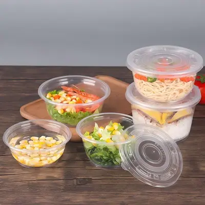 Einweg-Kunststoffschüssel transparent mit Deckel, Lunchbox - 4