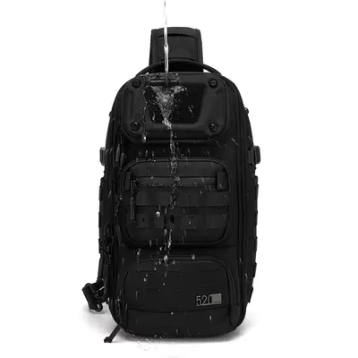 OZUKO Functional Chest Bag Crossbody Bag Expandable Multi-pocket Adjustable Shoulder Strap Men's Outdoor Cycling Single Shoulder Bag - 7