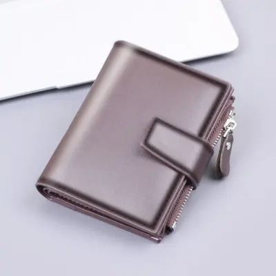 Men's Short Wallet, Vertical Design, Snap Button, Leather - 8