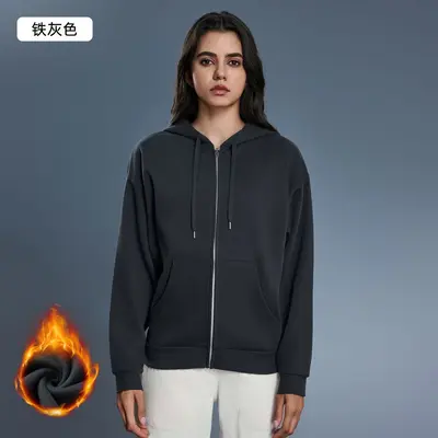 Women's Fleece-Lined Hooded Zip Jacket, Windproof, D25155 - 7