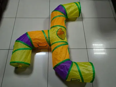 Foldable Cat Toy Tunnel, Long Three-Way Rainbow Design for Cats and Dogs - 7