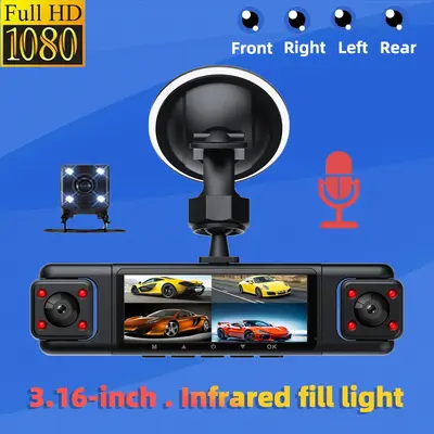 4-Lens 360-Degree WiFi Dash Cam Infrared Night Vision Full HD 1080P Reverse Camera Car DVR
