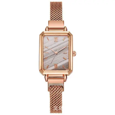 Luxus Vintage Damenuhr Roségold Malachit-Zifferblatt - 7