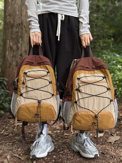 Large-Capacity Color-Block Backpack for Hiking and School - 6