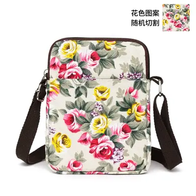 Floral Canvas Crossbody Bag with Multiple Pockets, Middle-Aged Style - 7
