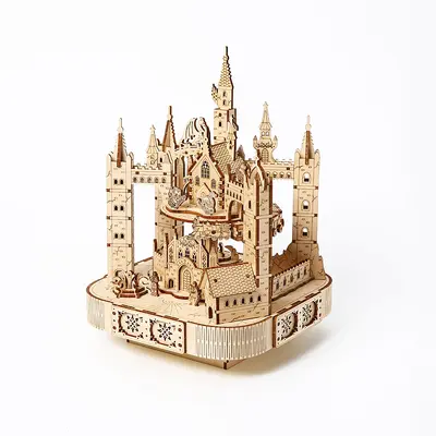 Grenzüberschreitendes 3D-Holzpuzzle-Spielzeug, Zauberschloss-Bausatz-Modell, Kinder-DIY-Lernspielzeug, handgefertigte Bausteine