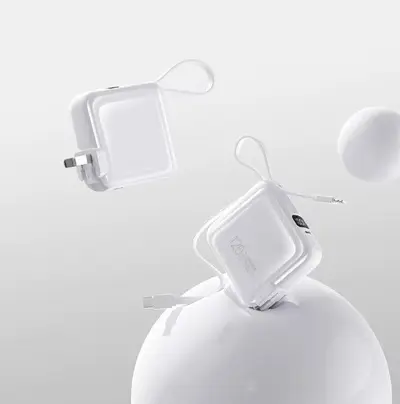 3C-zertifizierte Powerbank 20000 mAh mit AC-Stecker, Schnellladung, flugzeugtauglich, mit integriertem Kabel, mobile Stromversorgung
