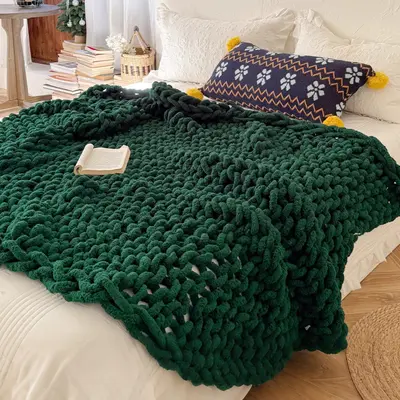 Nordic Solid Color Decorative Throw Blanket, Plain Knitted Throw, Minimalist Light Luxury Sofa Bedroom Bed End Nap Air Conditioner Blanket
