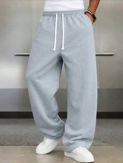 Men's High-Waist Drawstring Straight-Leg Casual Pants, Loose Sports Sweatpants - 7