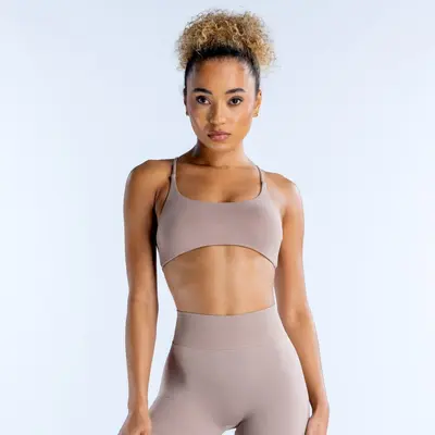 DFYNE Women's Seamless Open-Back Yoga Bra with Straps - 10