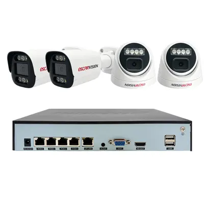 PoE security camera set 4K high resolution night vision recording monitor 4-channel full color home outdoor camera