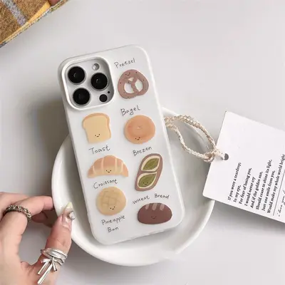 Apple 15promax, 16, 17, 14pro ve 11 telefon kılıfı için uygun ekmek tostu, iki-üçlü jöle, darbeye dayanıklı, 11 büyük delikli. - 4