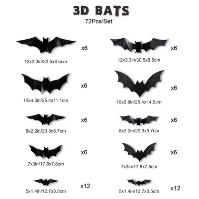 3D Halloween LED Night Light with Bat and Spider Wall Sticker - 12