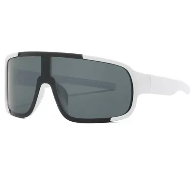 One-Piece Cycling Sunglasses for Men and Women, Windproof, Silver Frame - 13