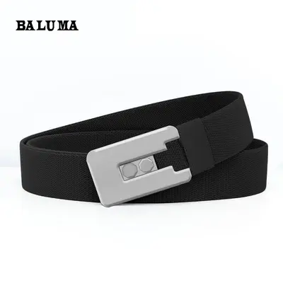 Baluma hochelastischer Segeltuch-Ledergürtel für Herren Nylon-Taktikgürtel modischer Doppelschnallengürtel vielseitiger Hosengürtel - 10