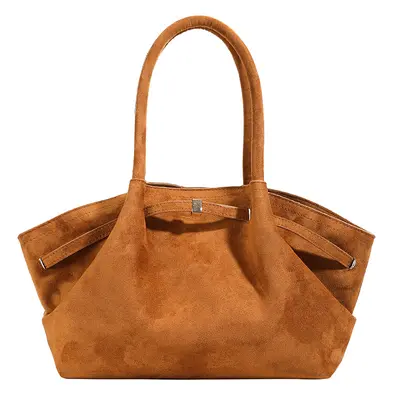 Women's Tote Handbag, Large Capacity, Suede-Look Pleated Underarm Bag - 10