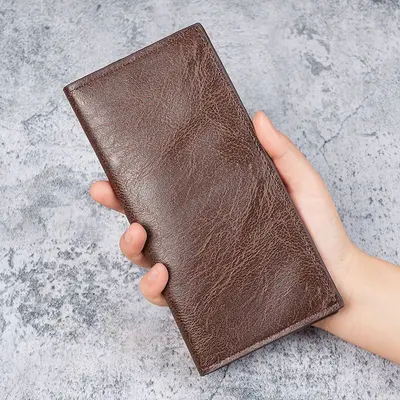 Erkek Uzun Cüzdan, İnce Yağlı Mum Deri, Çok Bölmeli Kartlık - 8