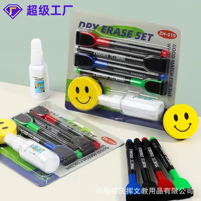 Magnetische Whiteboard-Marker mit Radierbürste, bunt, leicht zu schreiben und zu löschen