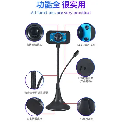 USB-HD-Webcam mit Mikrofon und Nachtsicht, Plug-and-Play