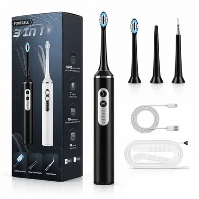 3-in-1 electric toothbrush with sonic wave and water flosser - 7