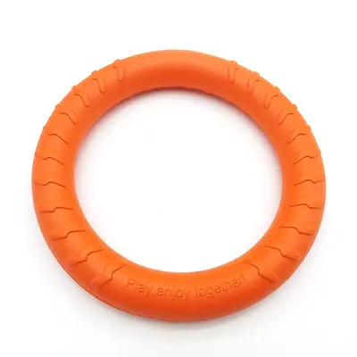 Large Dog Toy Ring Frisbee with Tug Ring, Chew-Resistant - 8