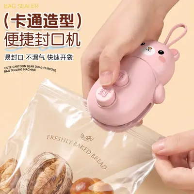 Portable magnetic plastic bag sealer, hand press