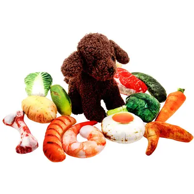 Quietschendes 3D-Gemüse-Hundespielzeug, bissfest - 3
